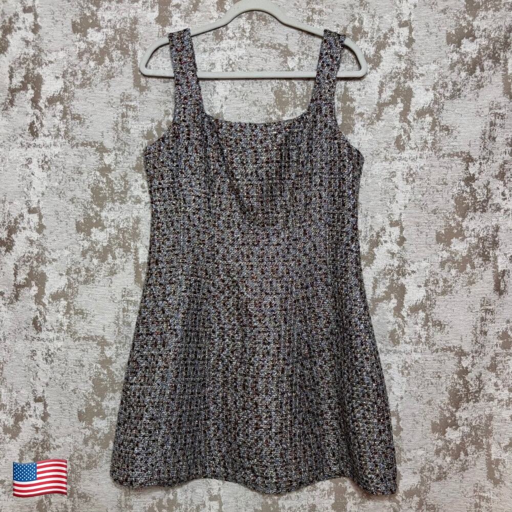 Veronica Beard Delphine Metallic Tweed Mini Dress in Silver Multi